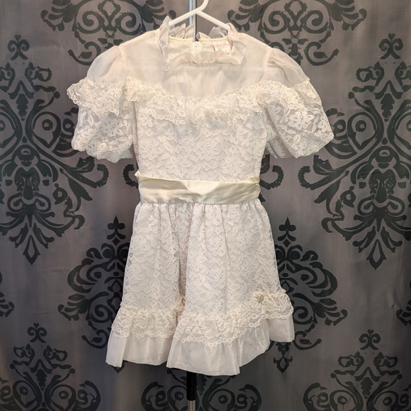 🖤 Vintage 70's "Little Princess" Kids Formal White Dress - Picture 1 of 4